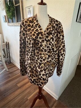 18W Charter Club Leopard-Print Blazer in Beige and Brown